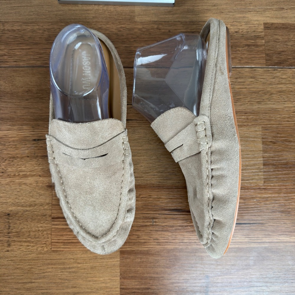 Jason Wu Meeky-P Tan Suede Penny Loafers Size 8.5 Beige Flats Minimalist Autumn
